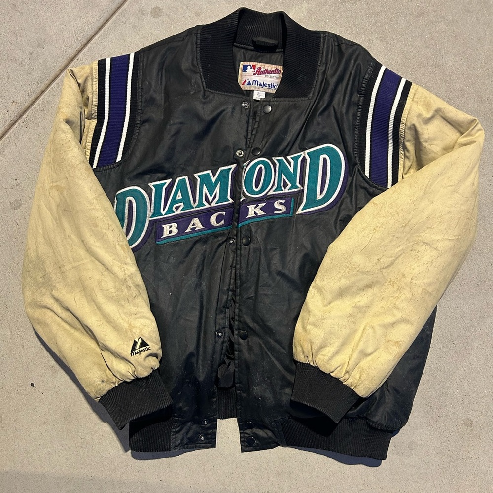 Vintage Diamondbacks Black and Cream Jacket